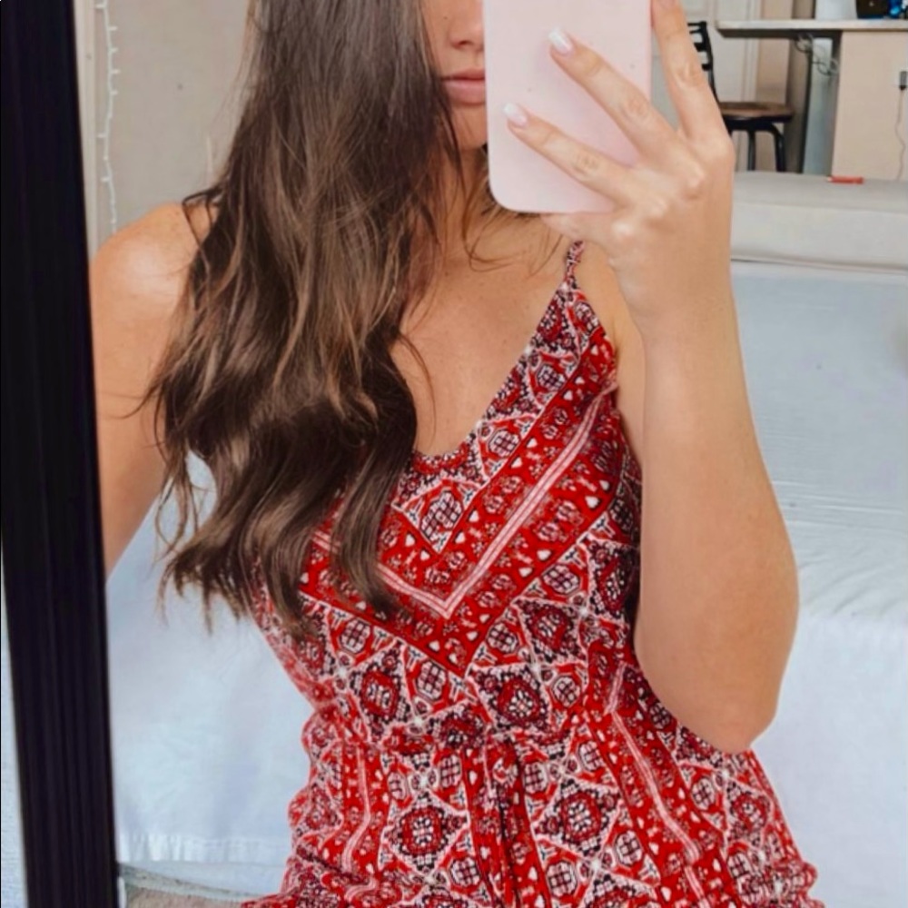 Printed Red Romper